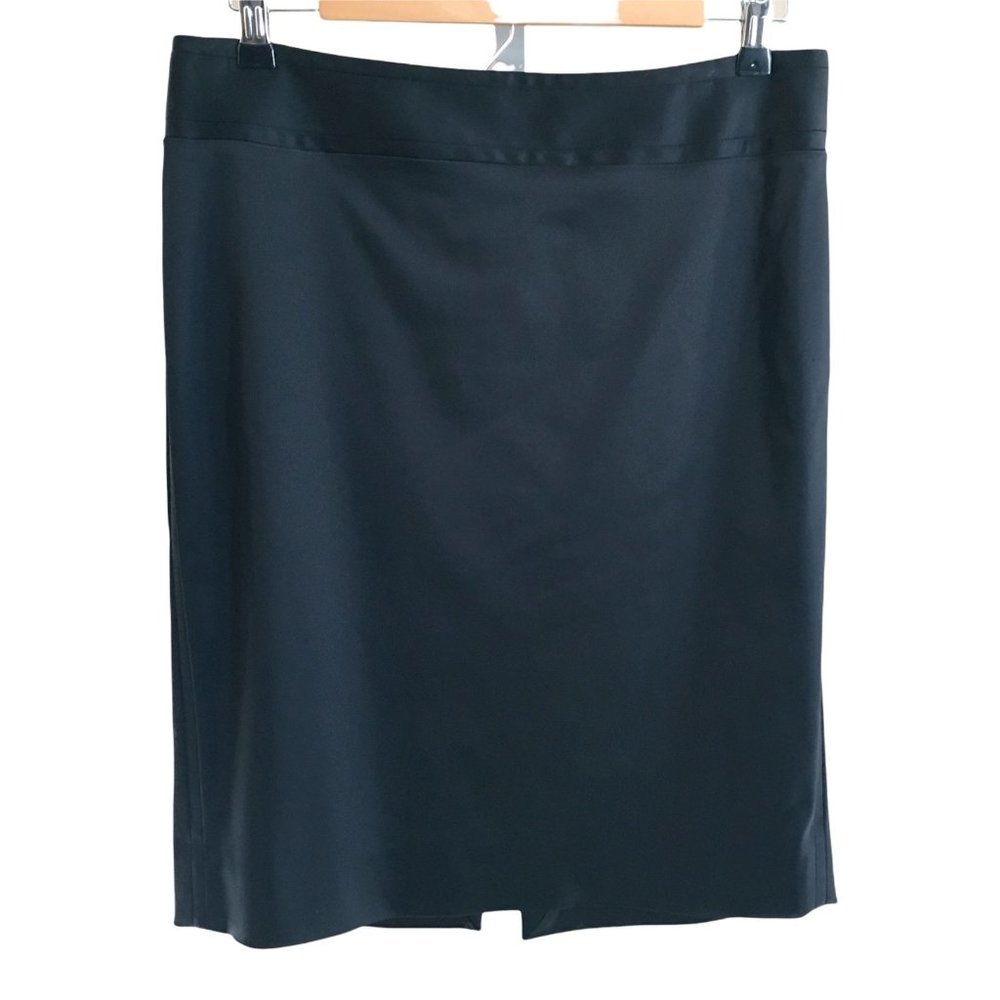 White House Black Market Pencil Skirt Solid Black Back Vent Career Work Size 6 - Picture 1 of 6
